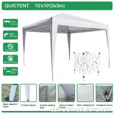 Quictent Ez Pop Up Canopy Instant Canopy Tent 10x10 Feet Heavy duty Height adjustable waterproof Beige